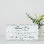 Blue Graues Blumenmuster Beileid Danke P-Karte (Stehend Vorderseite)