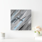 Blue Gray Abstract Quadratische Wanduhr (Zuhause)