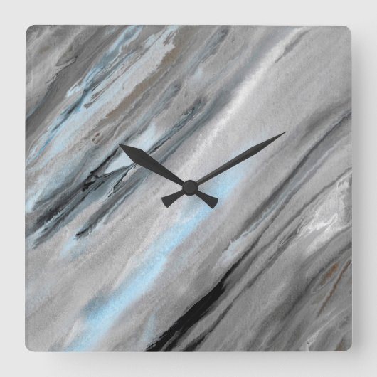 Blue Gray Abstract Quadratische Wanduhr (Vorderseite)