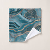 Blue Gray Agate Gold Glitzer Glam #1 Badhandtuch Set (Waschlappen)