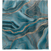 Blue Gray Agate Gold Glitzer Glam #1 Duschvorhang (Vorderseite)