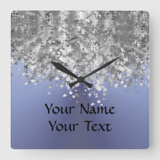 Blue Gray and Falsch Glitter Quadratische Wanduhr