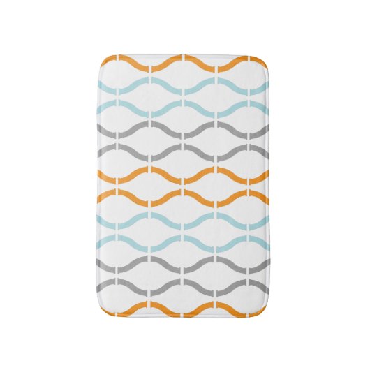 Blue, gray and orange funky stripes pattern badematte (Vorderseite Vertikal)