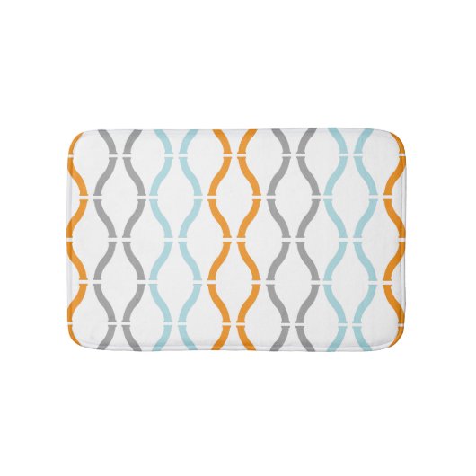 Blue, gray and orange funky stripes pattern badematte (Vorderseite)