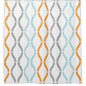 Blue, gray and orange funky stripes pattern duschvorhang (Vorderseite)