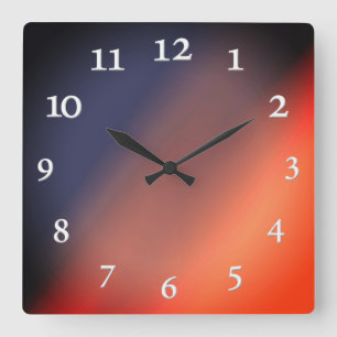 Blue, gray and red gradient. Ombre. Square Wall Cl Quadratische Wanduhr