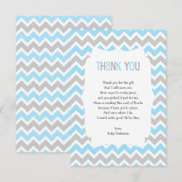 Blue Gray Baby Dusche danke dir ein Gedicht notier Einladung