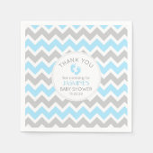 Blue Gray Baby Dusche Dekoration, moderne Zickzack Serviette (Vorderseite)