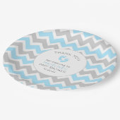 Blue Gray Baby Duschtisch, Papiertüte Pappteller (Schrägansicht)