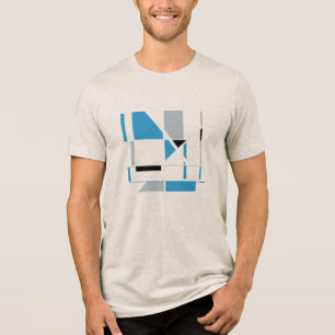 Blue Gray Black Contemporary Geometric Abstrakt Tri-Blend Shirt