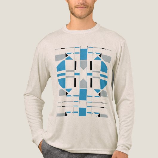 Blue Gray Black Geometric Südwest MCM inspiriert Tri-Blend Shirt (Vorderseite)