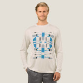 Blue Gray Black Geometric Südwest MCM inspiriert Tri-Blend Shirt (Volle Vorderseite)