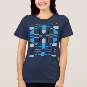 Blue Gray Black Geometric Südwest MCM inspiriert Tri-Blend Shirt