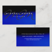 Blue Gray Black Unique Monogram Business Card Visitenkarte (Vorne/Hinten)