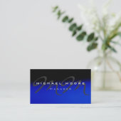 Blue Gray Black Unique Monogram Business Card Visitenkarte (Stehend Vorderseite)