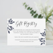 Blue Gray Botanical Glitzer Wedding Registry Card Einladung (Stehend Vorderseite)