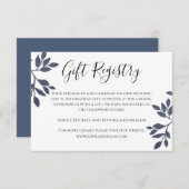 Blue Gray Botanical Glitzer Wedding Registry Card Einladung (Vorne/Hinten)