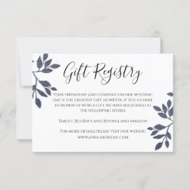 Blue Gray Botanical Glitzer Wedding Registry Card Einladung