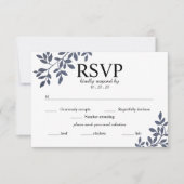 Blue Gray Botanical Glitzer Wedding RSVP Card Einladung (Vorderseite)