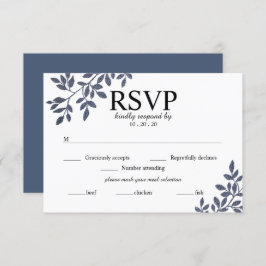 Blue Gray Botanical Glitzer Wedding RSVP Card Einladung