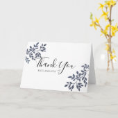 Blue Gray Botanical Glitzer Wedding Vielen Dank Karte (Gelbe Blume)