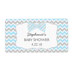 Blue Gray Bow Krawatte Babydusche Wasserflasche /
