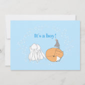 Blue Gray Bunny Baby Boy Birth Ankündigung (Rückseite)