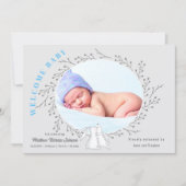 Blue Gray Bunny Baby Boy Birth Ankündigung (Vorderseite)