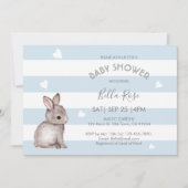 Blue Gray Bunny Baby Shower Einladungen (Vorderseite)