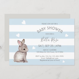 Blue Gray Bunny Baby Shower Einladungen
