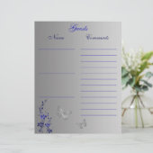 Blue Gray Butterfly Floral Guest Book Paper (Stehend Vorderseite)