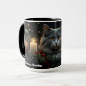 Blue-Gray Cat Liebhaber Weihnachtsgeschenke Tasse (Vorderseite Links)