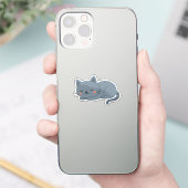 Blue Gray Cat Sticker – Calm and Cozy Cartoon (Telefon)