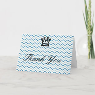 Blue Gray Chevrons mit Crown Danke Card