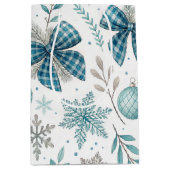 BLUE & GRAY CHRISTMAS BALLS & BOWS MITTLERE GESCHENKTÜTE (Vorderseite)