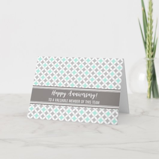 Blue Gray Circles Employee Anniversary Card Karte (Vorderseite)