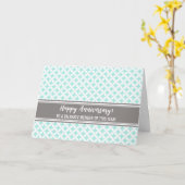 Blue Gray Circles Employee Anniversary Card Karte (Gelbe Blume)