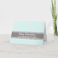 Blue Gray Circles Employee Anniversary Card