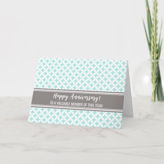 Blue Gray Circles Employee Anniversary Card Karte (Vorderseite)