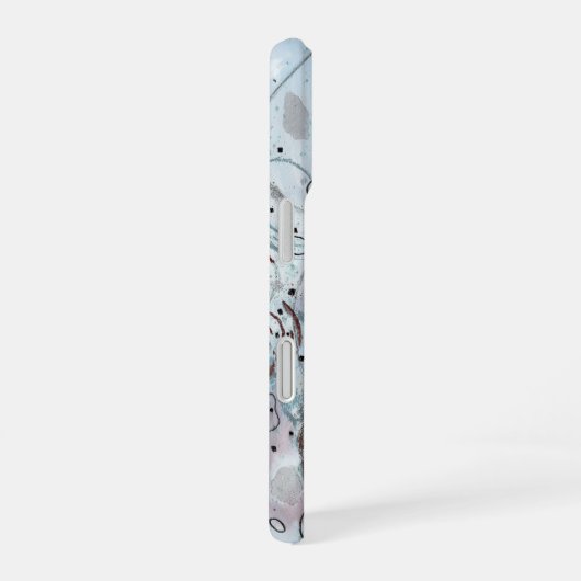 Blue Gray Contemporary Abstract Design iPhone 16 Hülle (Rechte Seite)