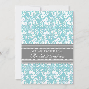 Blue Gray Damask Bridal Lunch Einladungskarten