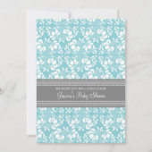 Blue Gray Damask Custom Baby Shower Einladungen (Vorderseite)