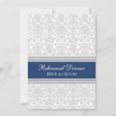 Blue Gray Damask Probe Dinner Party Einladung (Vorderseite)