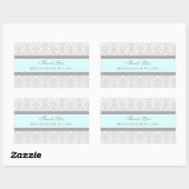 Blue Gray Damask Vielen Dank Gastgeschenk Hochzeit Rechteckiger Aufkleber (Blatt)