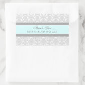 Blue Gray Damask Vielen Dank Gastgeschenk Hochzeit Rechteckiger Aufkleber (Tasche)