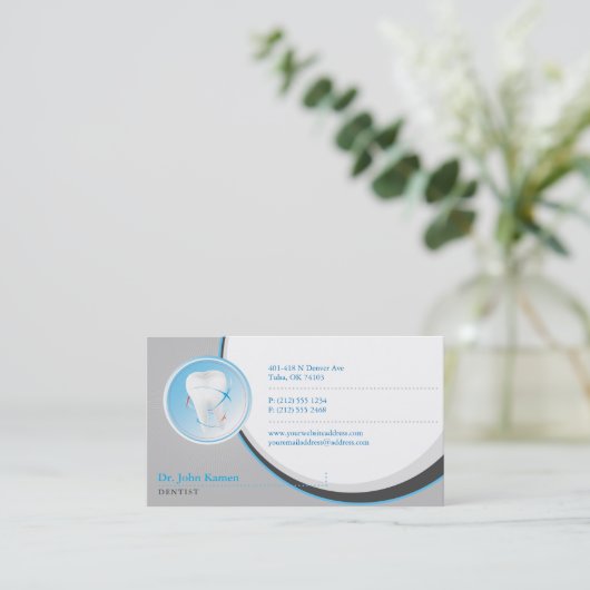 Blue Gray Dental | Zahnarzt Terminkarte (Stehend Vorderseite)