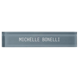 Blue Gray Elegant Schlicht Legible Moderne Namensplakette