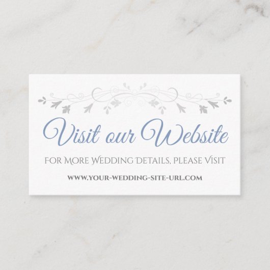 Blue Gray Elegant Wedding Besuchen Sie unsere Webs Begleitkarte (Vorderseite)