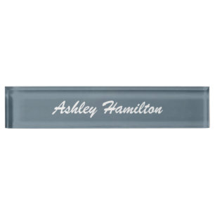 Blue Gray Elegante Schlicht Legible Moderne Schrif Namensplakette