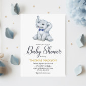 Blue Gray Elephant Baby Boy Dusche Einladung